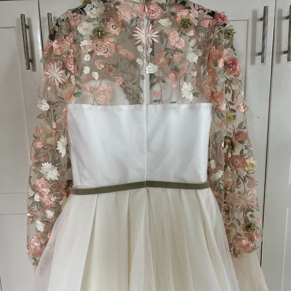 Teuta Matoshi Ivory Gown with Floral Accents - Picture 8 of 12